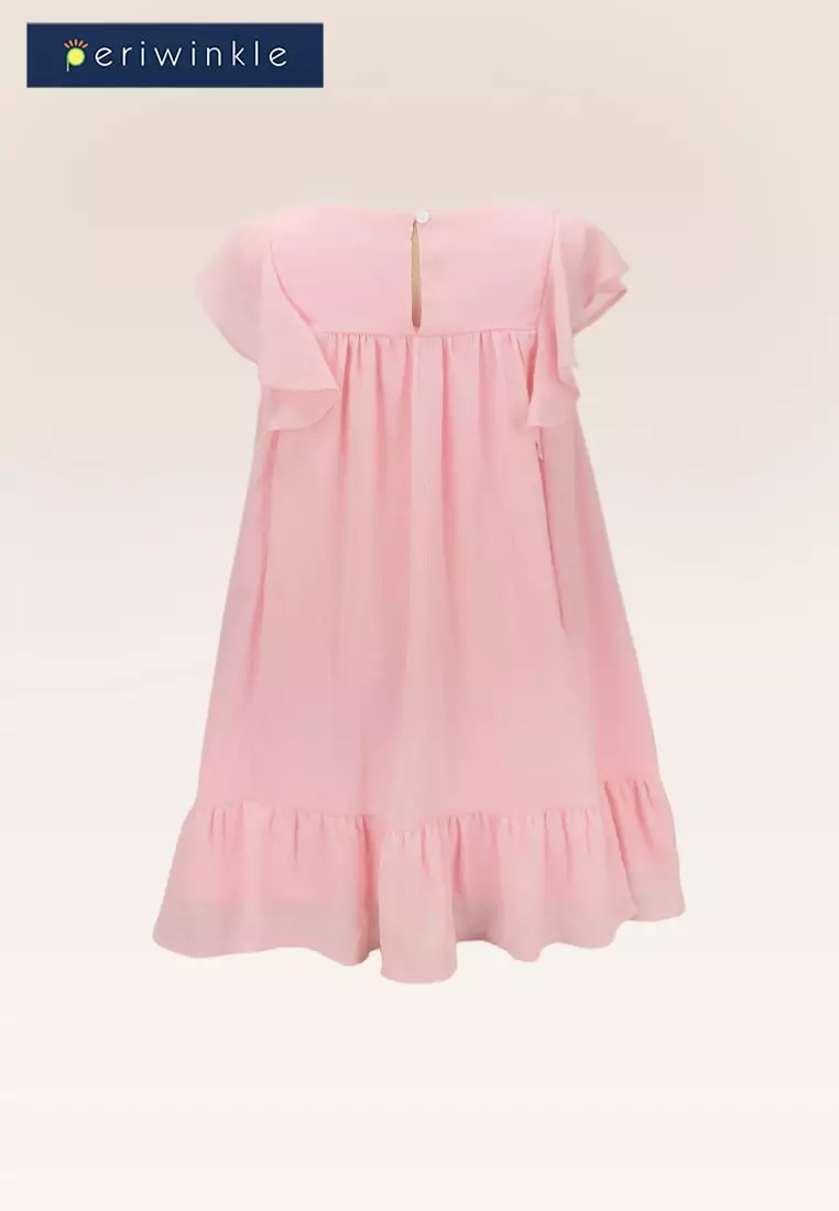 Juliette Girls Pink Tunic Dress with Smocking and Embroidery Details