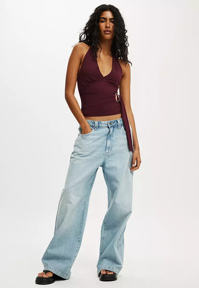 Buckle Belt Tie Halter Top