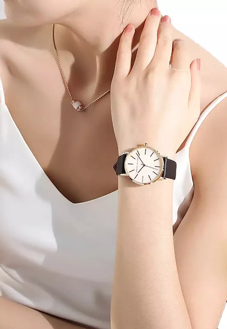 女士手錶貝母色拼黑色AX5561