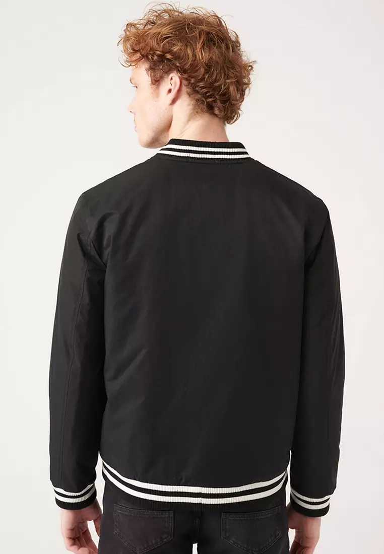Striped Detail Bomber Jacket