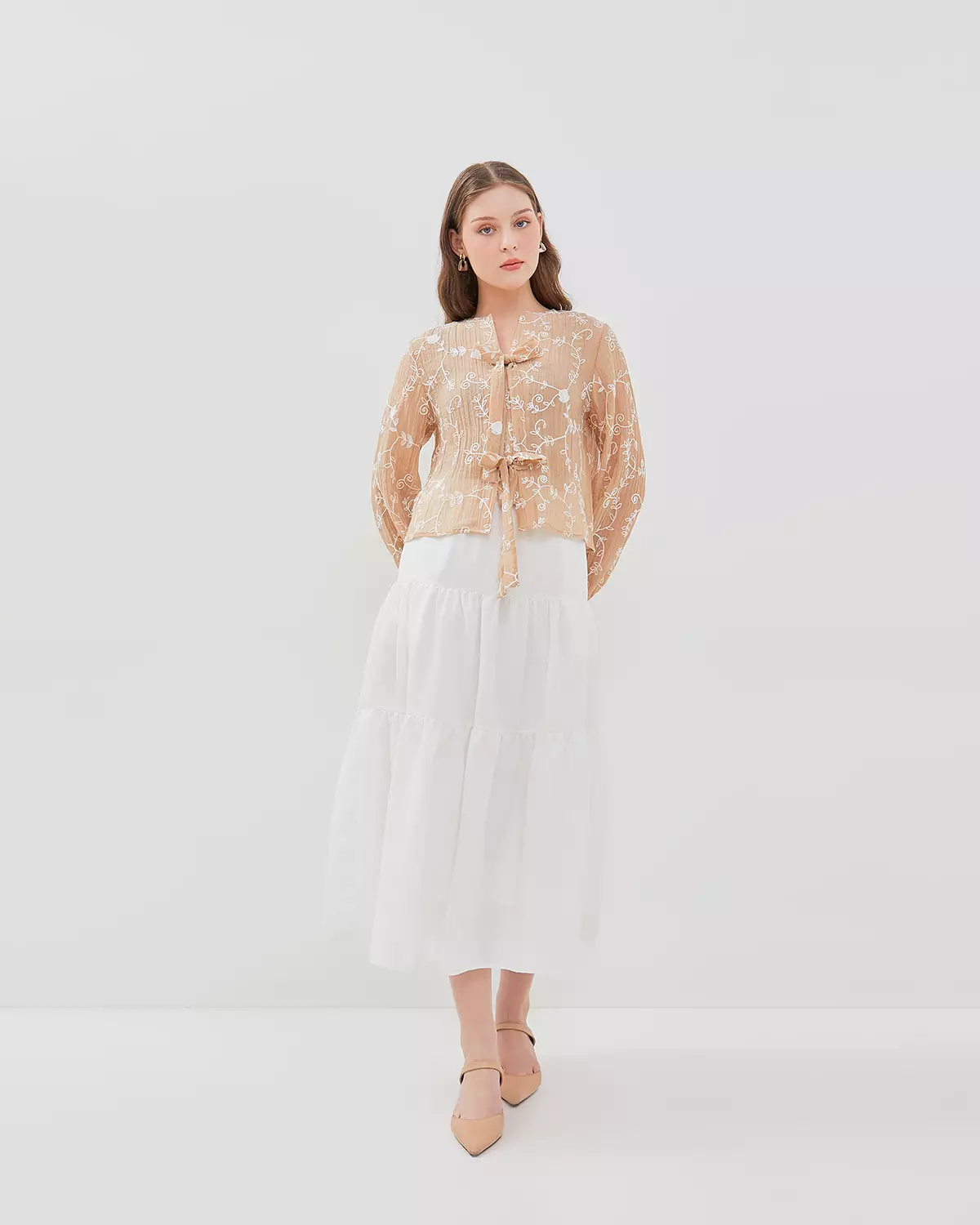 WOMEN'S CREAM CRINKLE BLOUSE