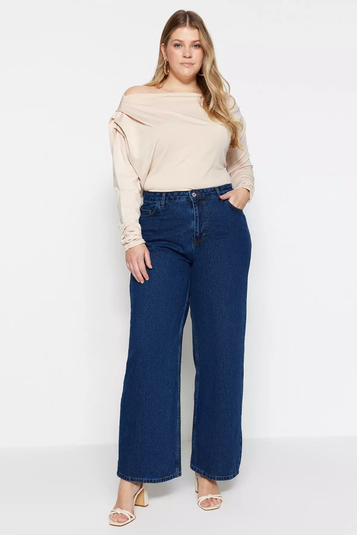 Buy OBSTYLE High-cotton Double Button Design Imitation Denim High Waist  Pants Skirt《BA4896》 2024 Online
