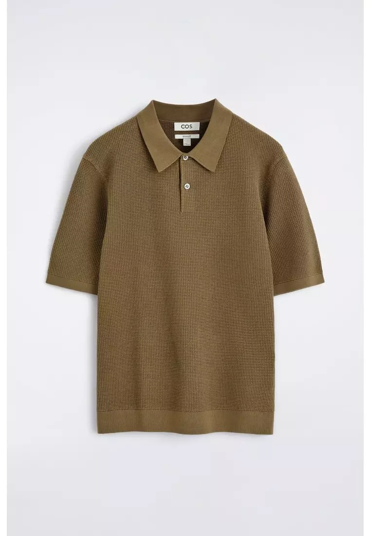 WAFFLE-KNIT COTTON POLO SHIRT