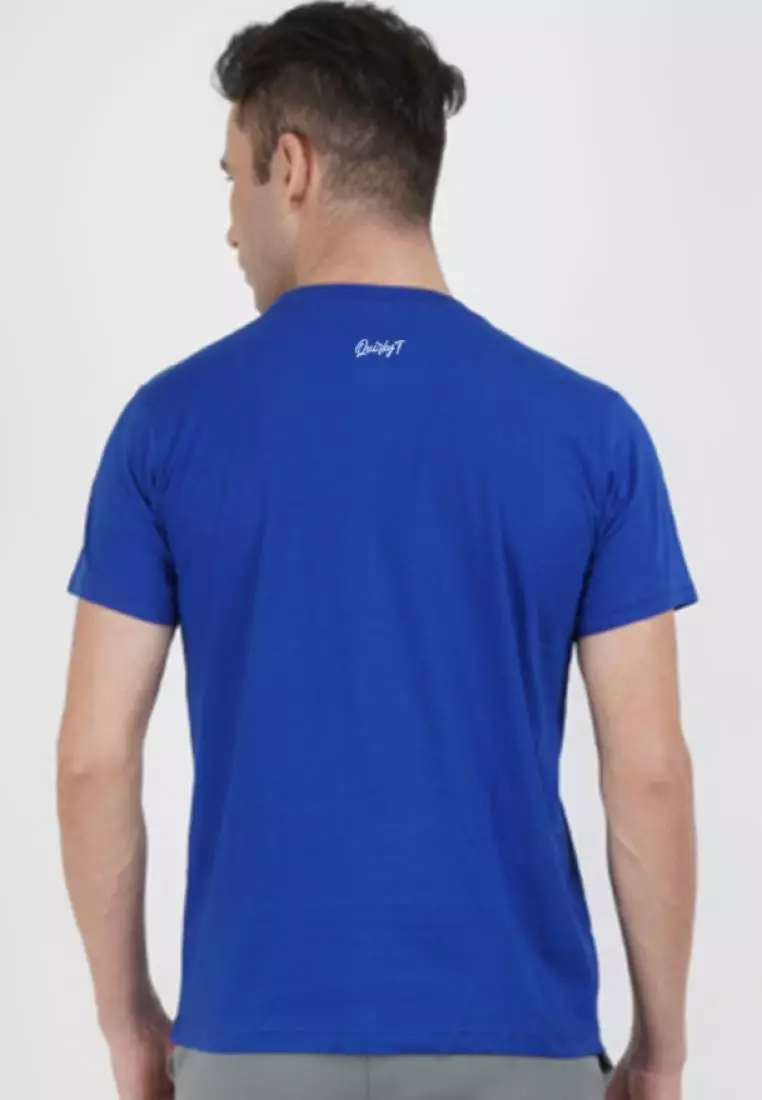 Electric Brain 图案蓝色棉质短袖宽松版型 T 恤