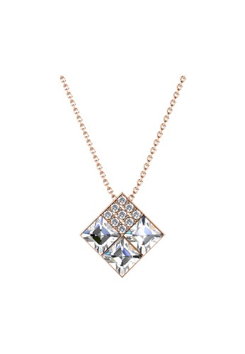 Jual Her Jewellery 4 Square Pendant Rose Gold White Crystal Kalung Crystal Swarovski By Her Jewellery Original Zalora Indonesia