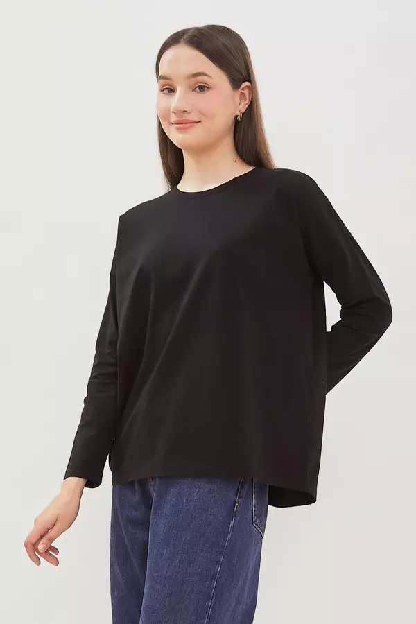 Minimal - Larissa - T-Shirt Lengan Panjang Jersey - Black Warna Black