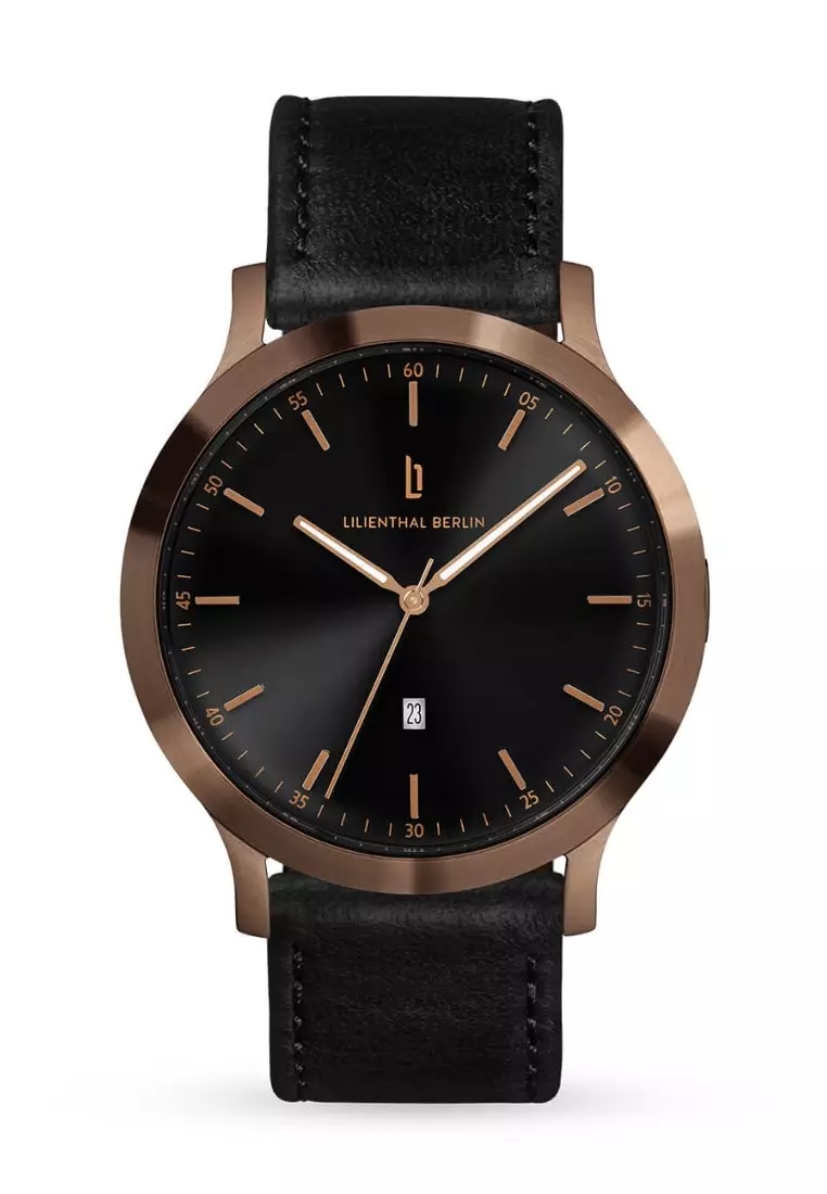 Huxley Bronze Black - Black Leather Strap