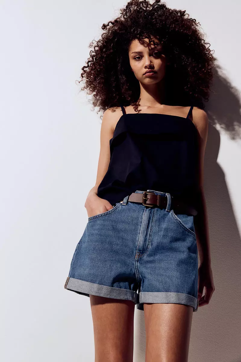 High-waisted denim shorts