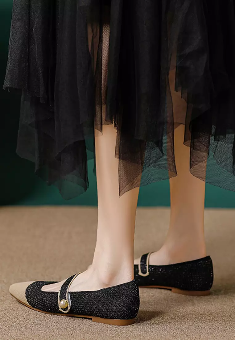 Pearl Strap Flyknit Mary Jane Shoes QC333