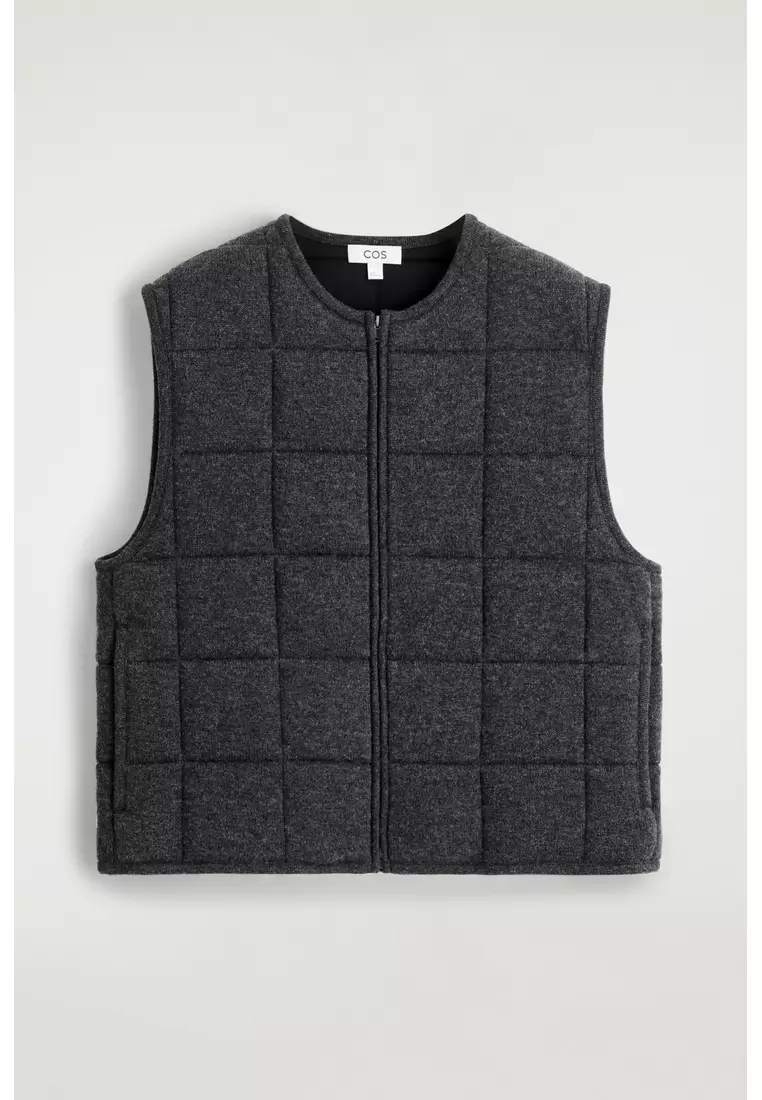 PADDED QUILTED KNITTED MERINO WOOL GILET