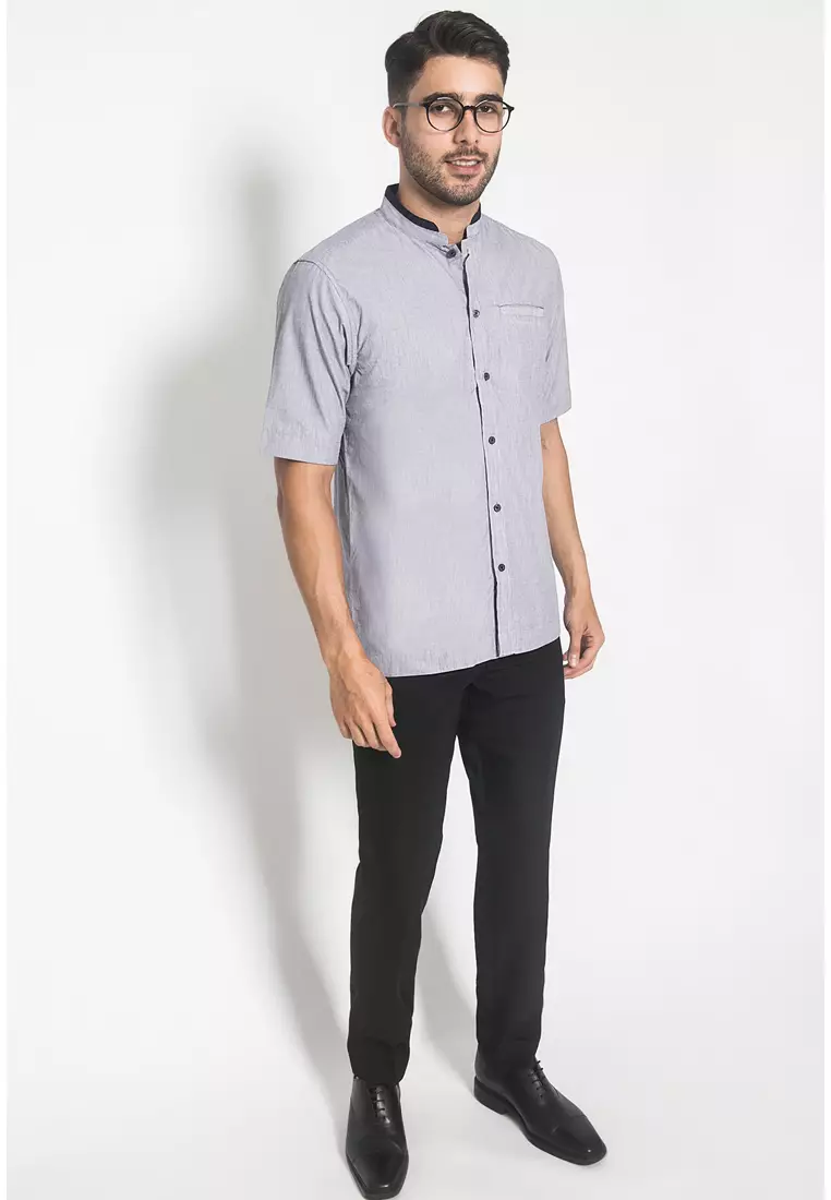 LGS - Baju Koko - Kemeja Koko - Koko Motif - Garis - Abu - Slim Fit - JSH.386.S1052KF.348.C