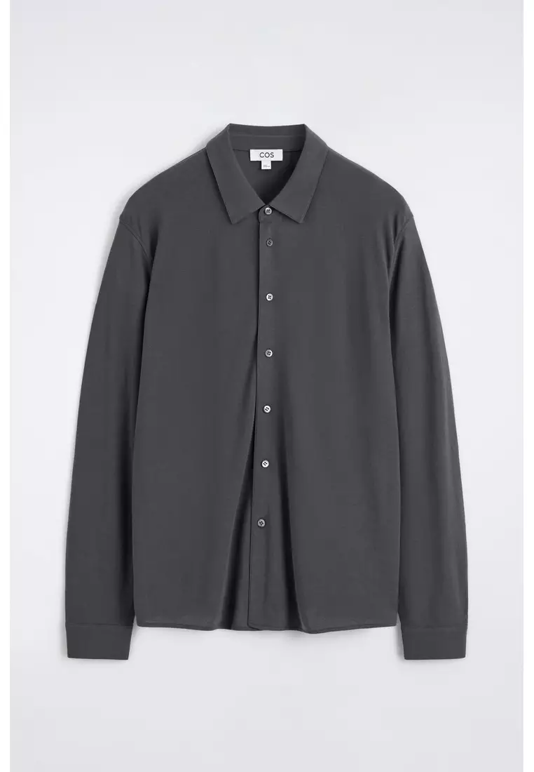 DRAPED COTTON-JERSEY SHIRT