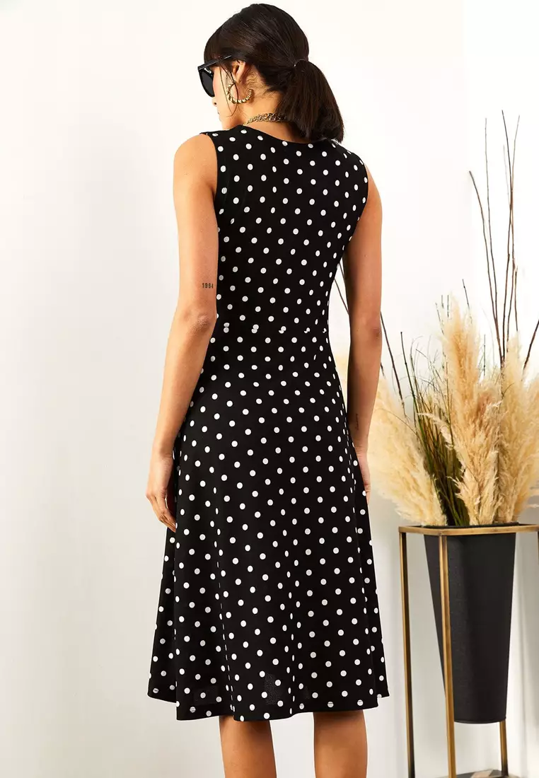 Polka-Dot Flared Dress