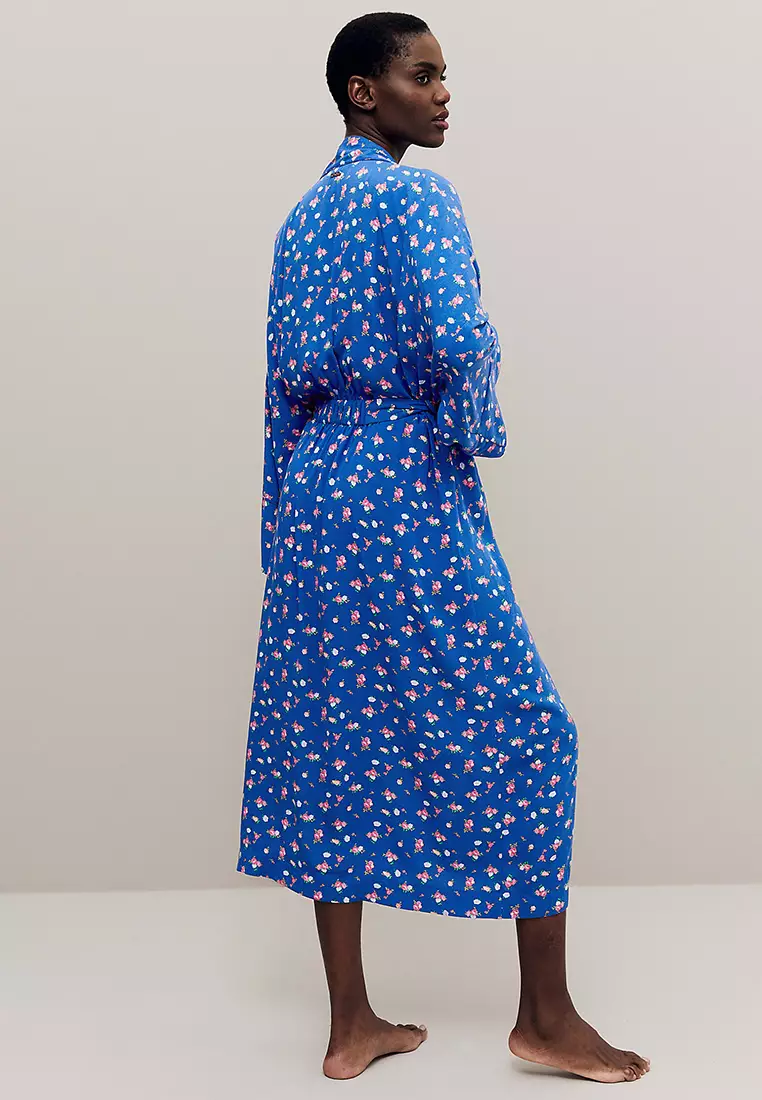 Floral Print Long Kimono Robe