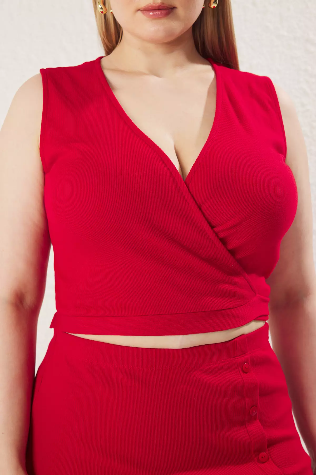 Plus Size Sleeveless Crop Top & Midi Skirt Set