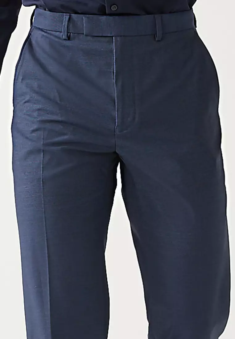 Regular Fit Sharkskin Stretch Suit Trousers