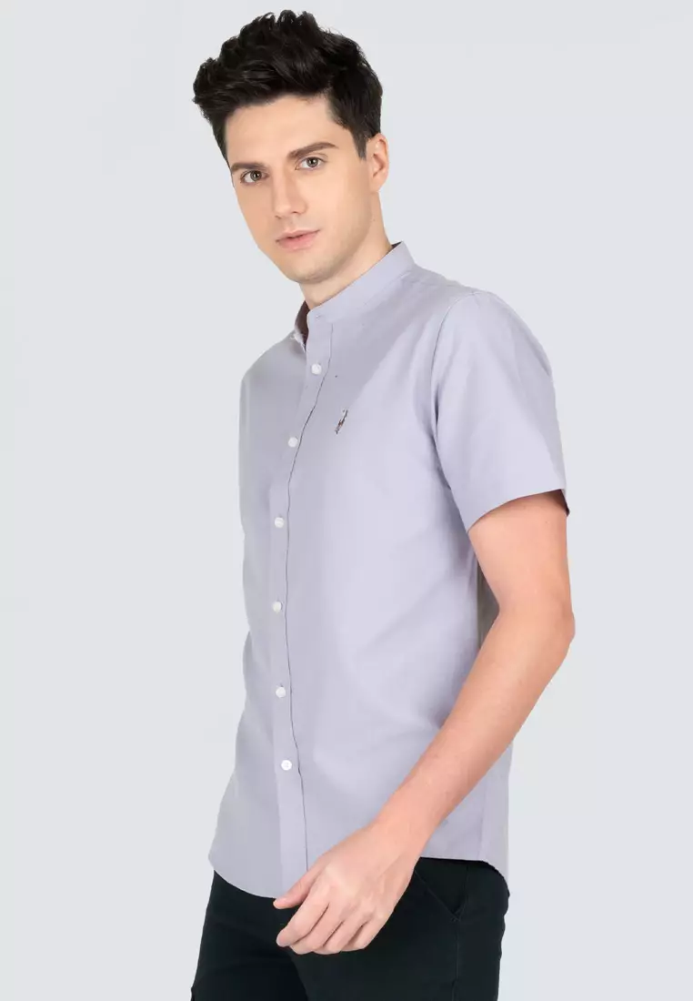 Polo Haus - Men’s Cotton Mix Signature Fit Mandarin Collar Short Sleeve MBSSE003