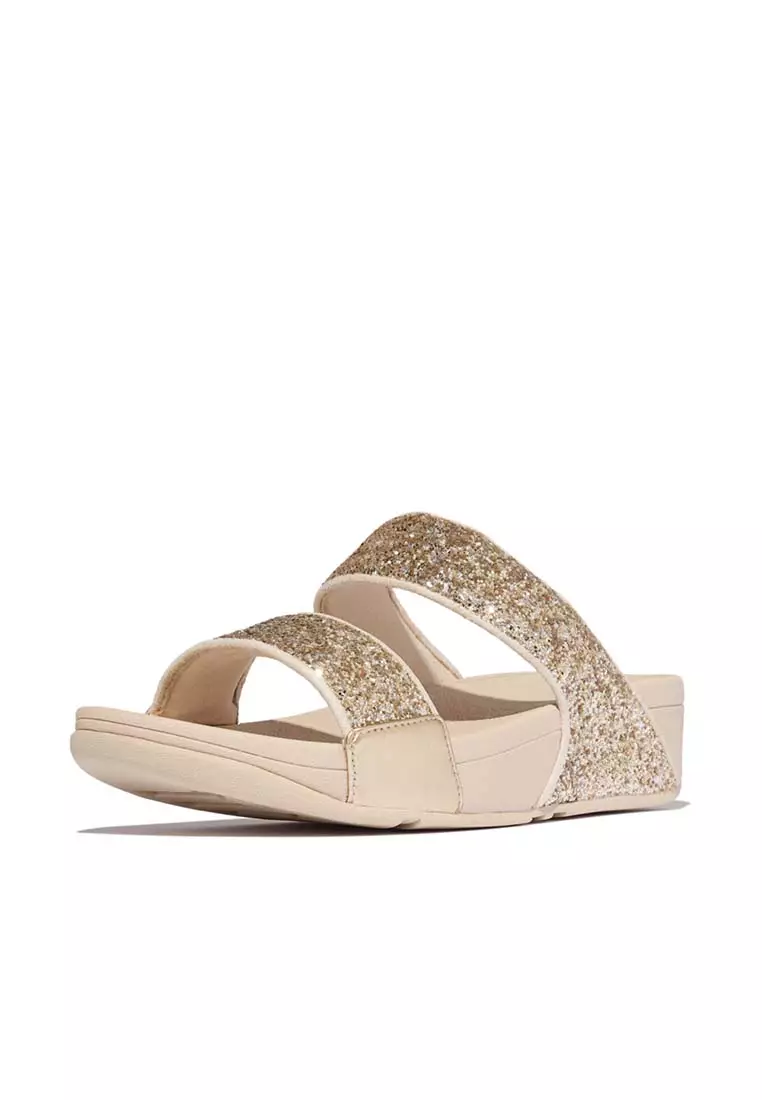 FitFlop LULU Multi-Tonal Glitter Slides - Platino/Silver (JE5-D95)