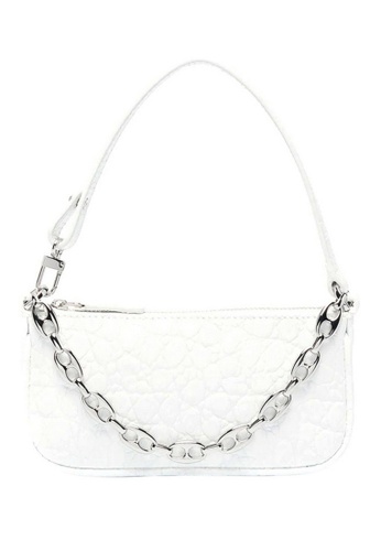 BY FAR green By Far Mini Rachel Circular Croco Embossed Leather Shoulder Bag in Optic White 8AFB5ACD59E29BGS_1