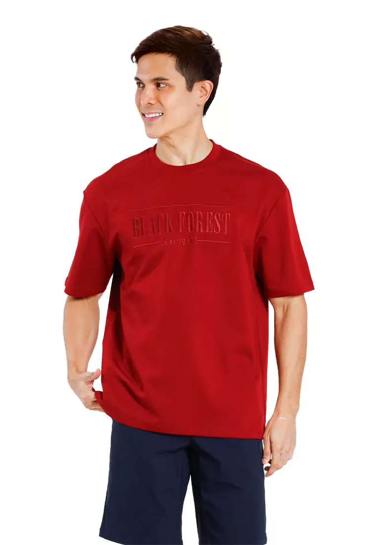 Forest Premium Weight Air-Cotton 220gsm Oversized Round Neck Tee T Shirt Men | Baju T Shirt Lelaki - 621429-56Maroon