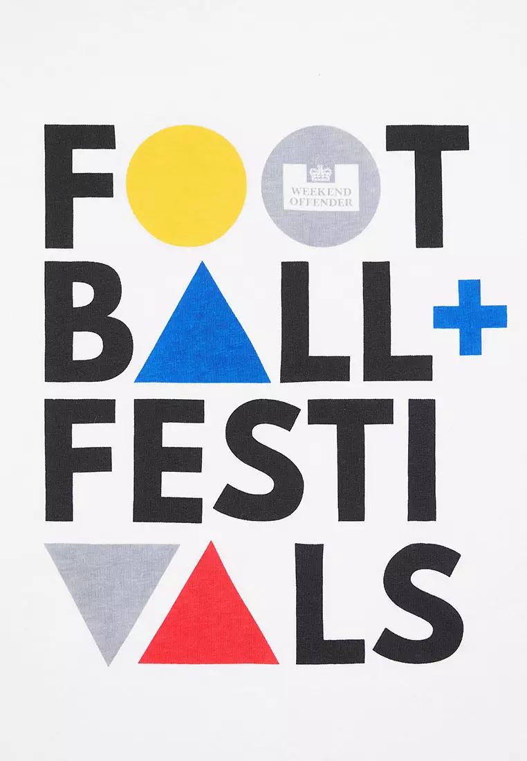 MENS WHITE FOOTBALL + FESTIVALS TEE GRAPHIC TEE