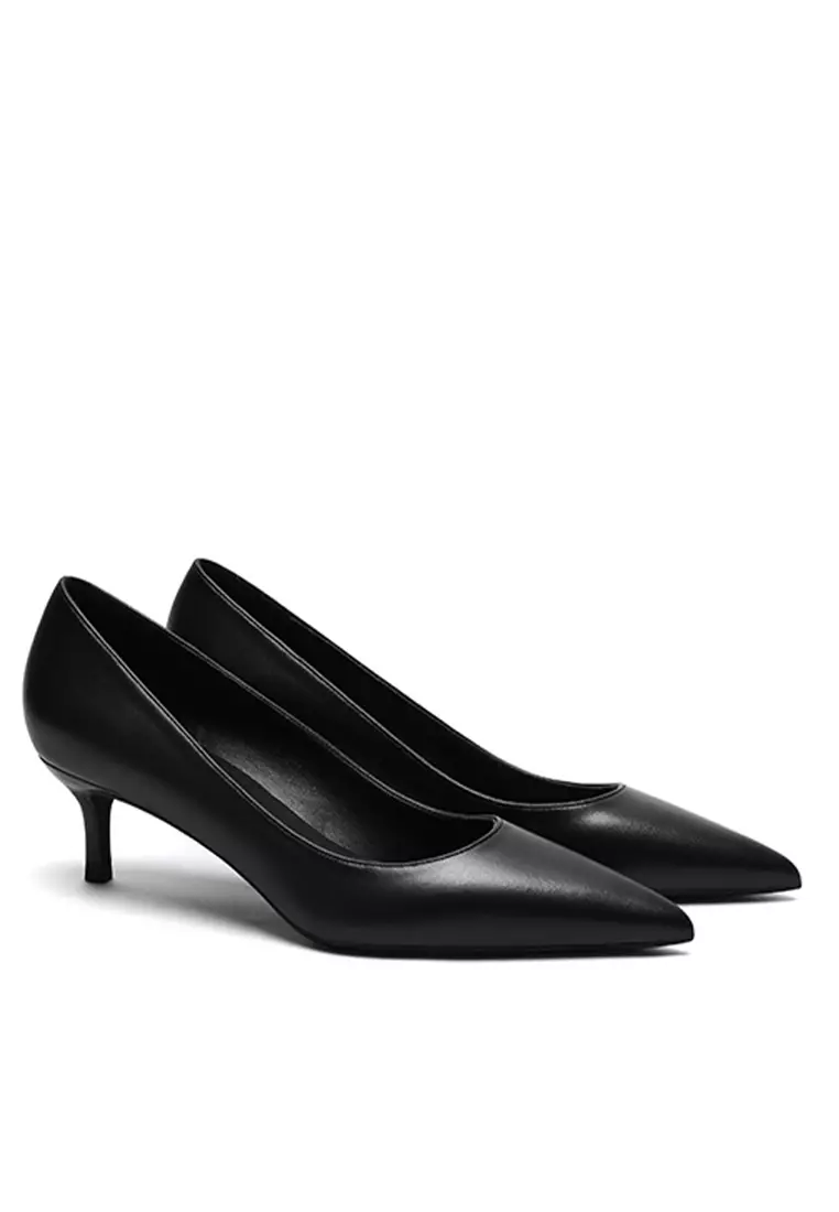 5CM Uniform Pointed Mid Heel Shoes HZL151