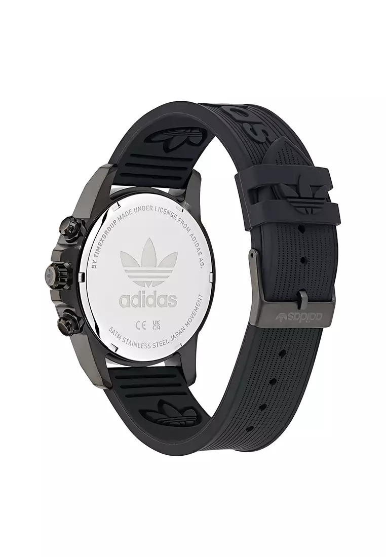 Adidas Gents Expression Two Chrono - Jam Tangan Analog Pria - Stainless Steel Case Black Silicone Strap - AOFH24521