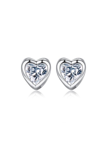 Rouse silver S925 Korean Heart Stud Earrings D1F12ACF73C8AAGS_1