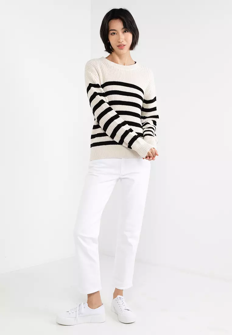 Shaker stitch crewneck pullover sweater online