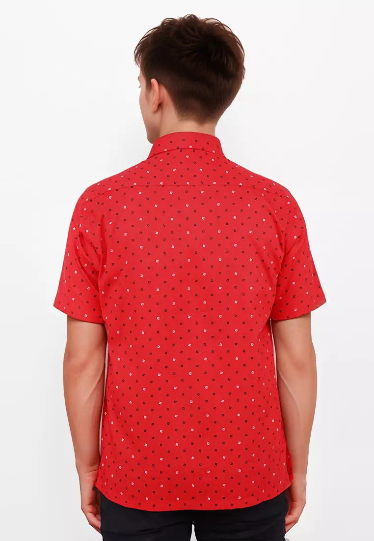 Crocodile EAST 2019 Red - Men Shirt Kemeja Lengan Pendek - Relax Fit - Katun