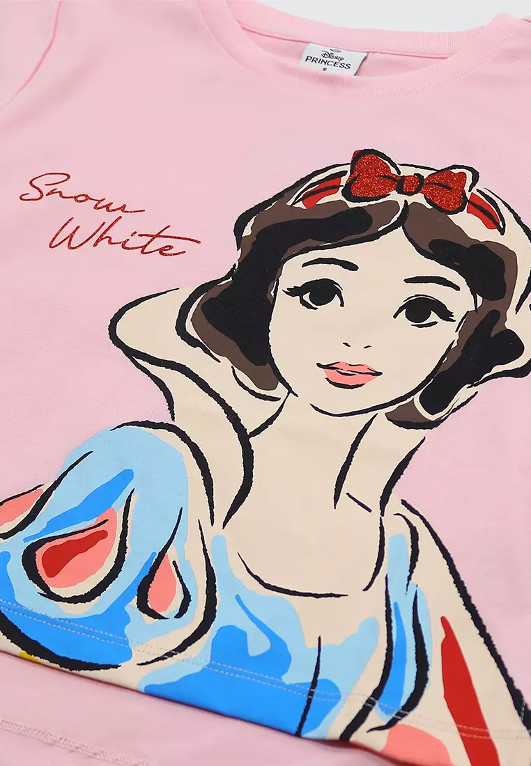 Girls Licensed Graphic Long Back T-Shirt "Snow White Portrait"