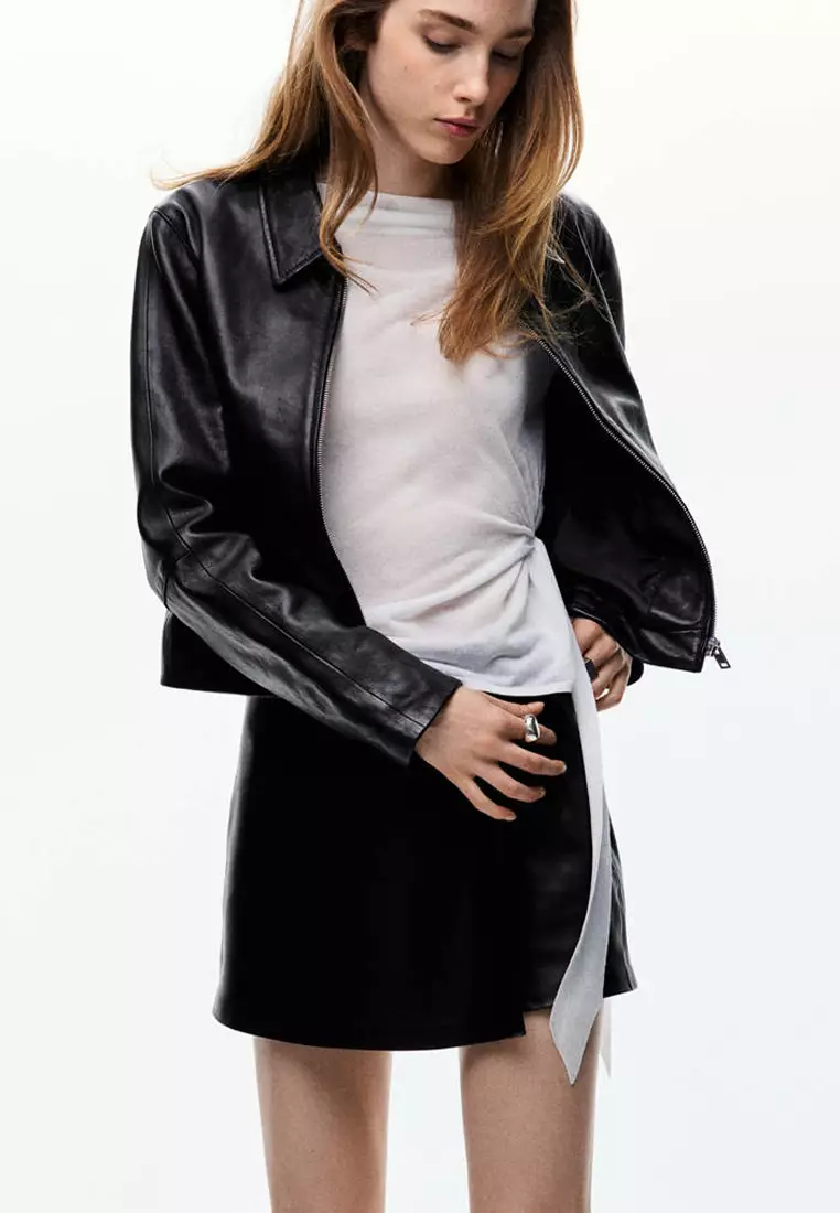 Faux Leather Skirt With Buckle
