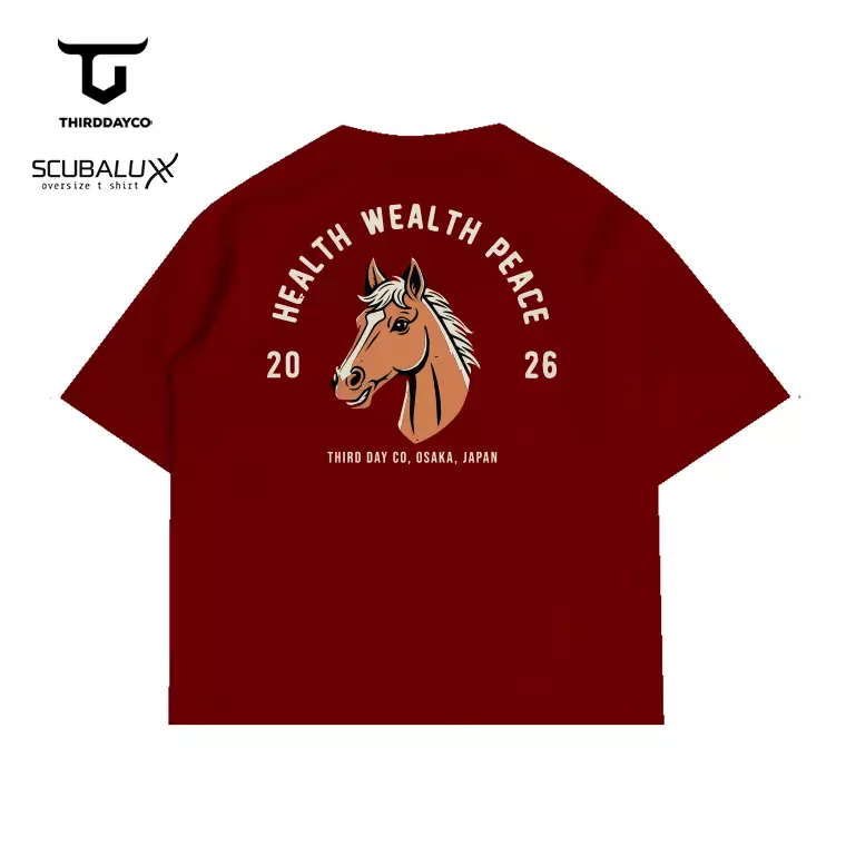 THIRDDAY Kaos Oversize IMLEK 2026 year of horse sin cia gambar belakang scubalux merah maroon MTY49