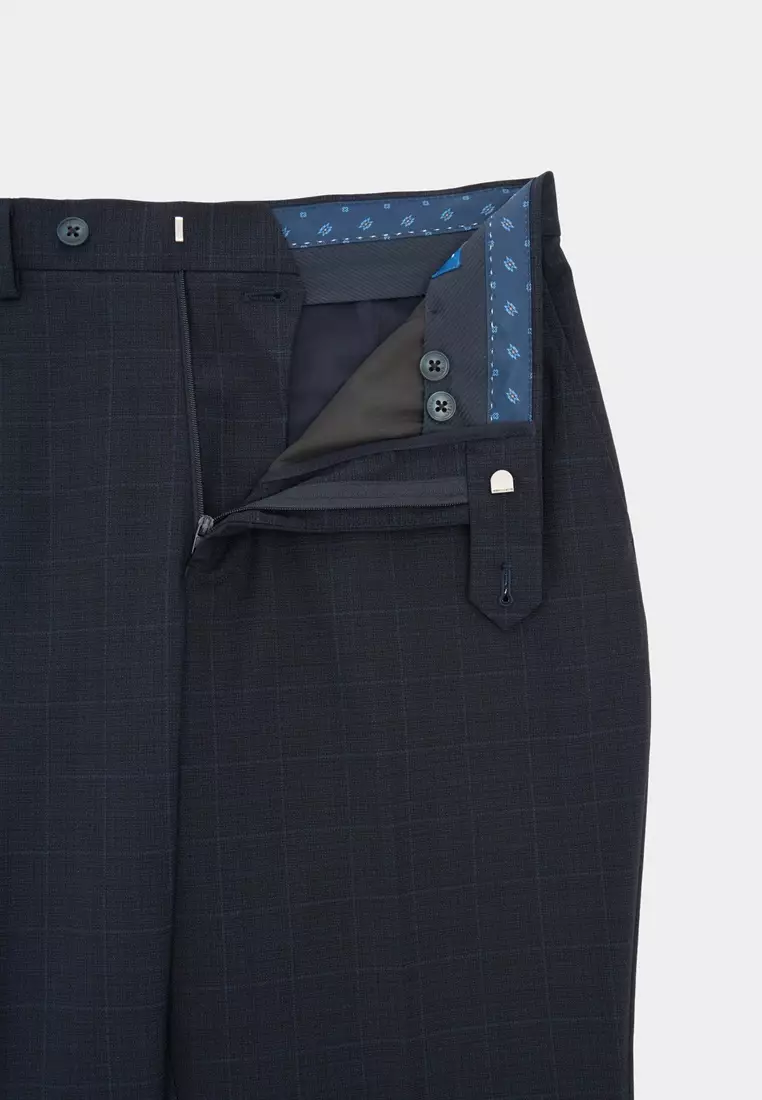 Midnight Blue Check Tailored Trousers