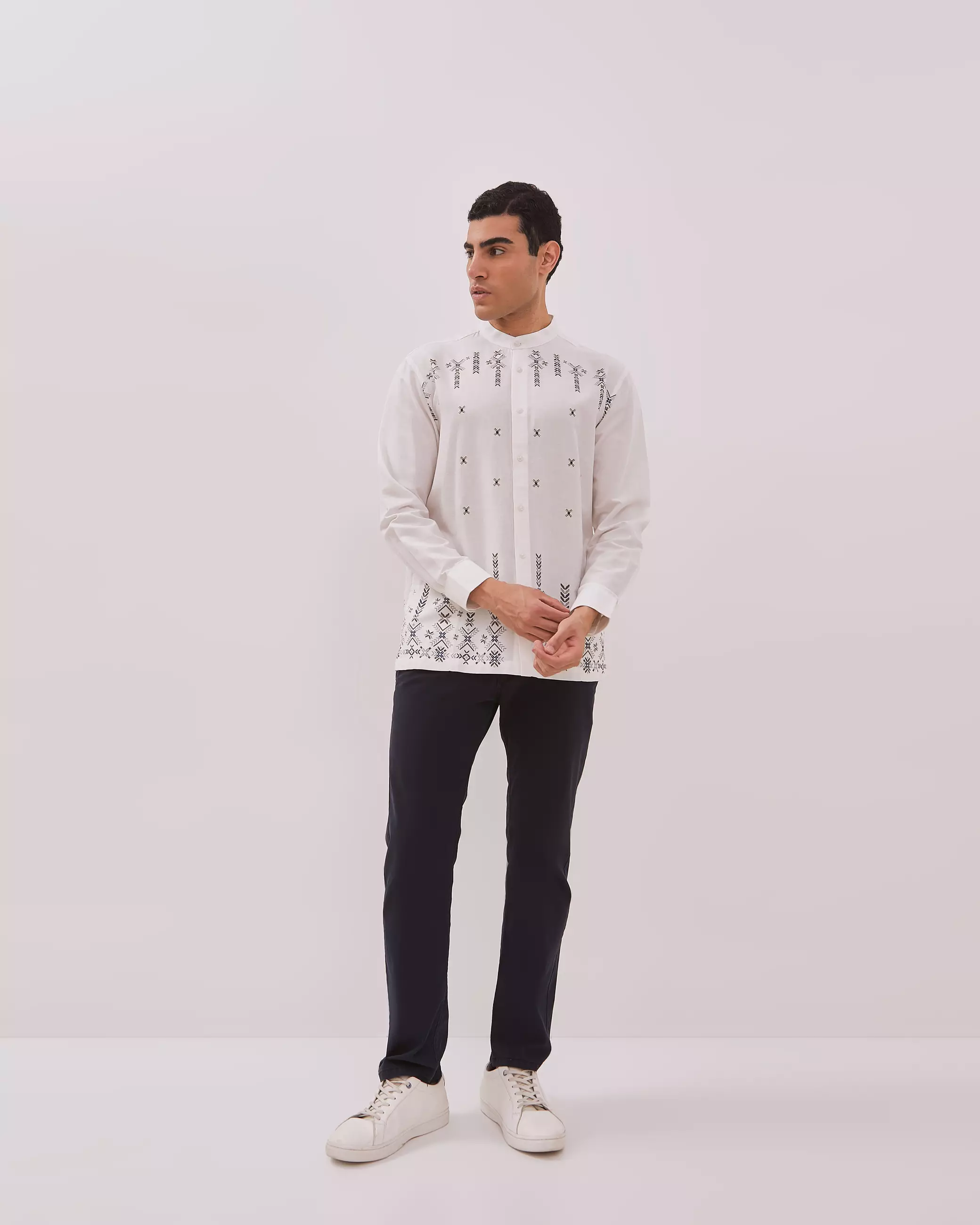 AMK Kemeja Koko Pria Lengan Panjang KK Mahdyah Ls White