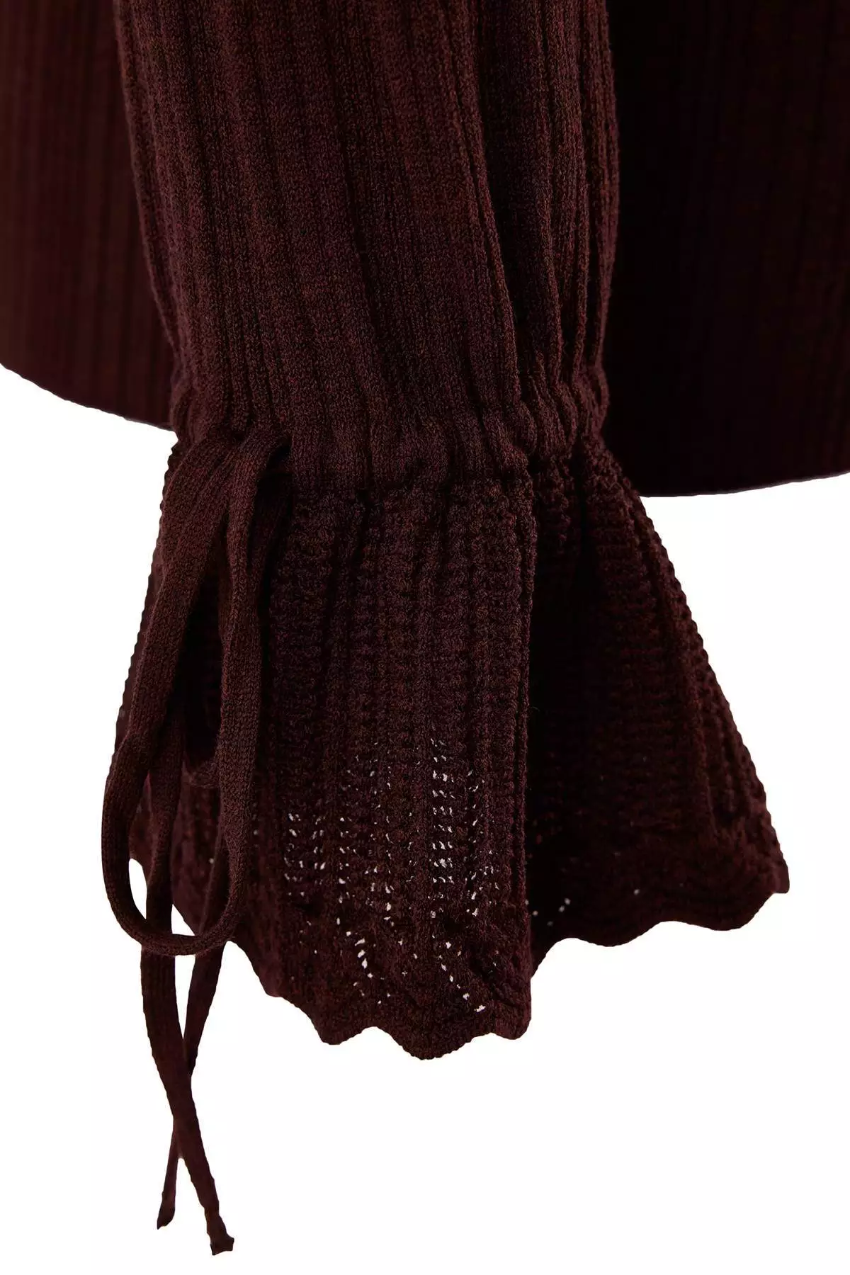 Burgundy Mercerized Look Corded Fabric Polo Neck Knitwear Cardigan Tbbaw26Av00032