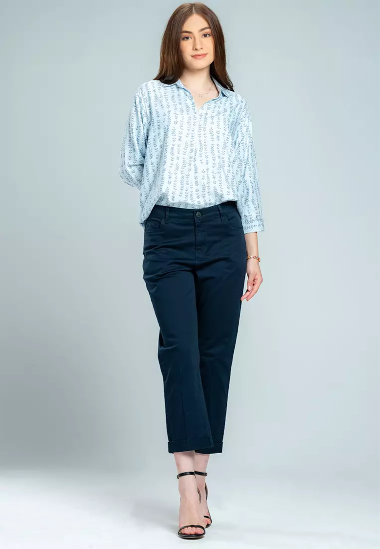 C2 Tianzu Navy Pants Straight Cut Wanita