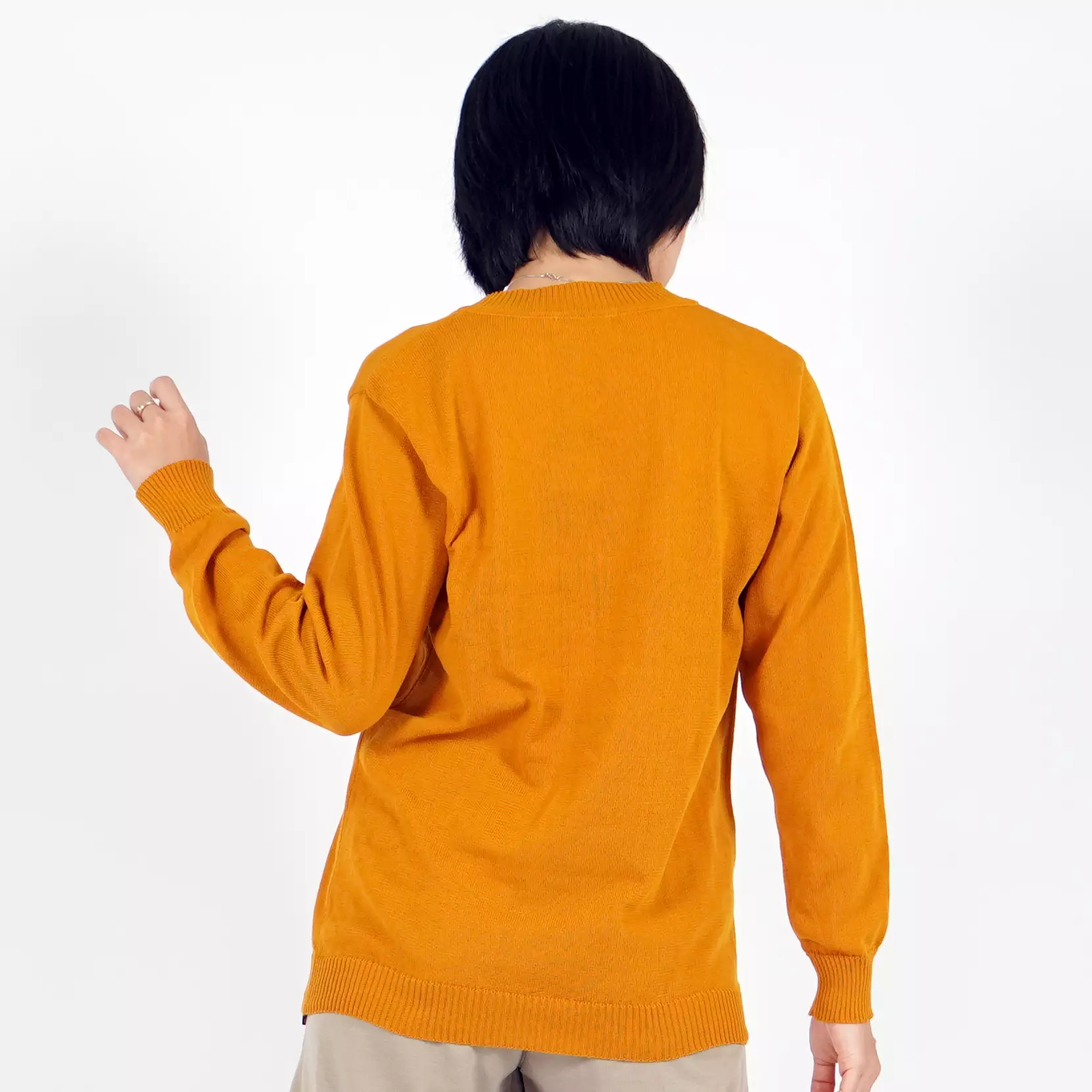  Vanessa Knit Outer Rajut Leher V Neck Sweater Rajut Wanita - CARAMEL