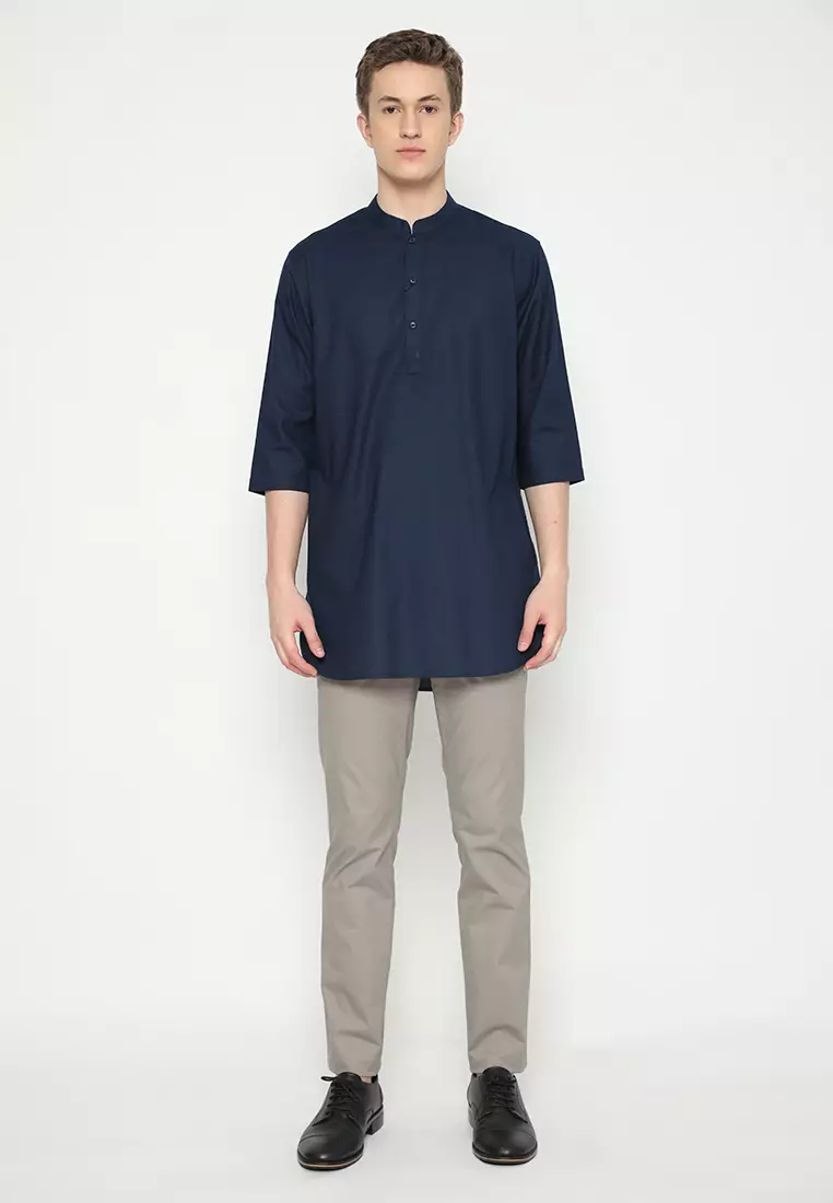 JOBB Hasbi Baju Koko Pria Lengan Pendek Regular Fit Navy