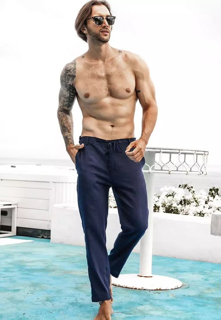 Durban Celana Panjang Linen Pria navy | Linen Long Pants Men Navy