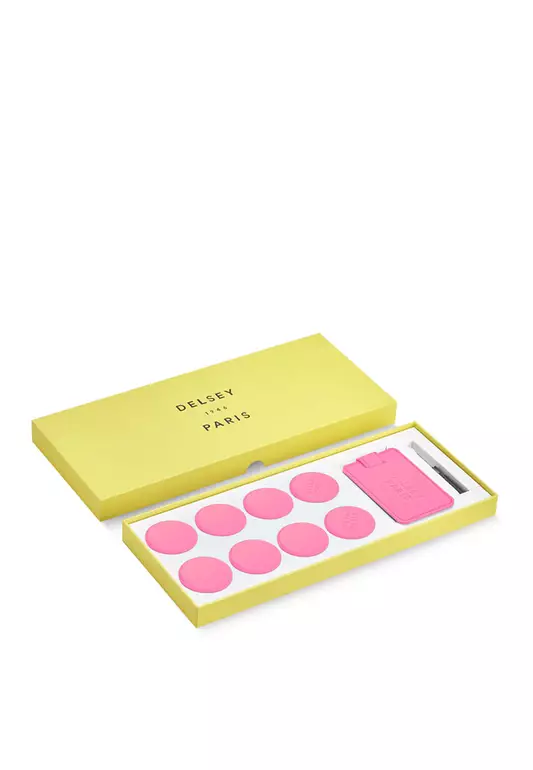 Delsey Paris Wheel Cover + Luggage Tag Set Pink