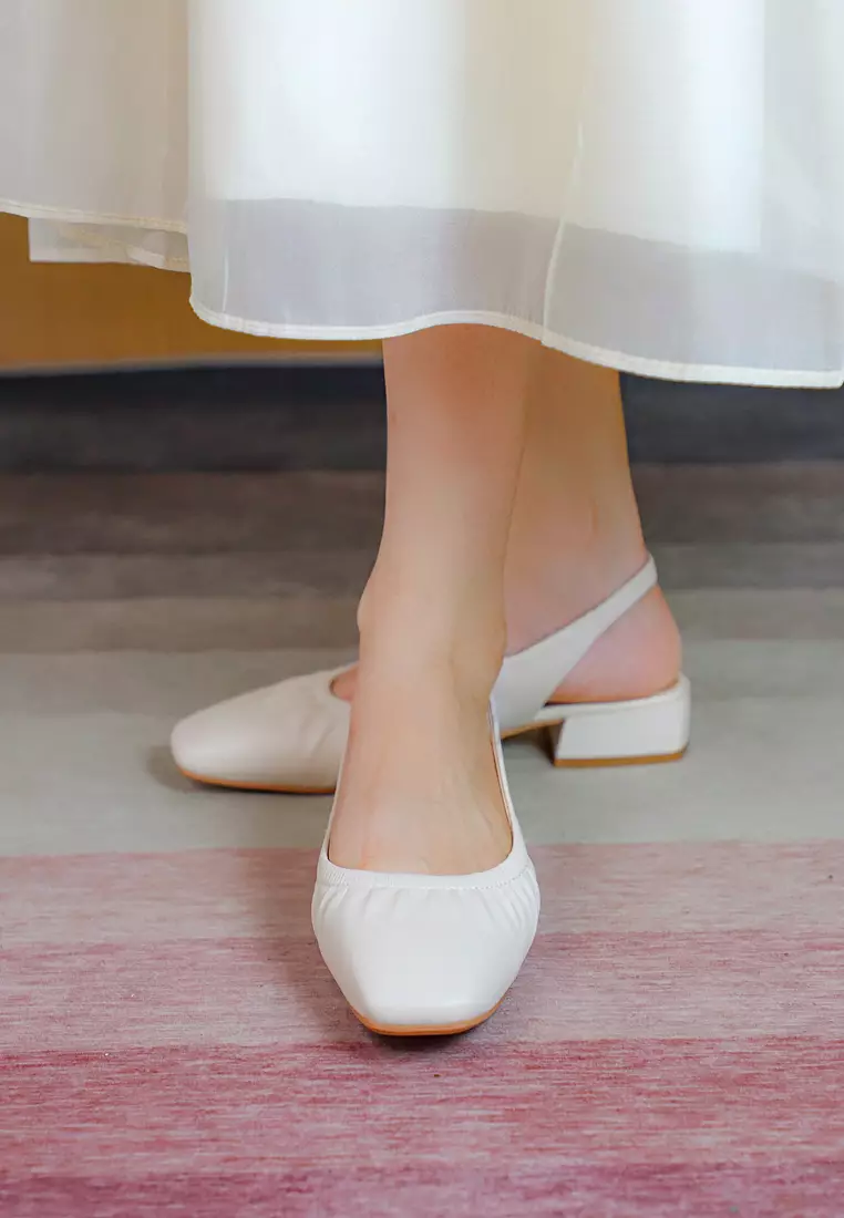 Microfiber Leather Slingback Mid Heel BY3618-9