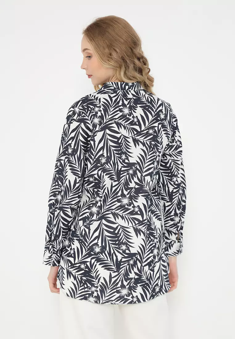 Blouse White Floral Long Sleeve Arlette By Brilliant Girl Warna Putih