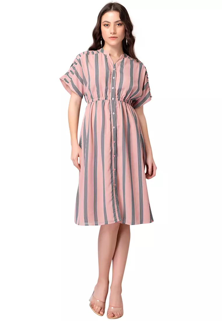 Kari T Shirt Dress- Light Pink Stripe main image 0