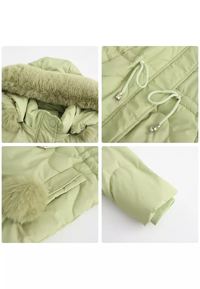 Detachable Faux Fur Collar Hooded Coat AD82303