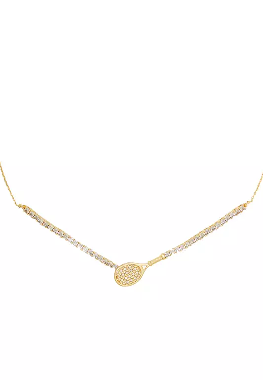 Queen Of The Court Tennis Necklace in Clear/ Gold kg171
