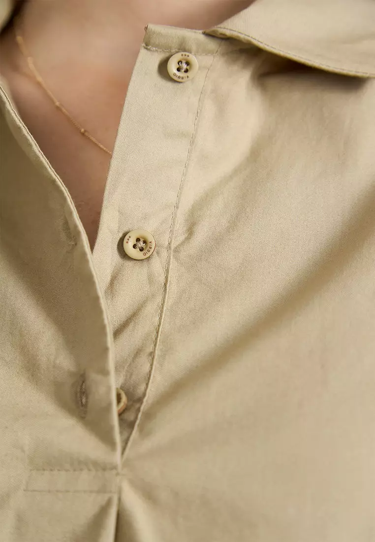 VIRGIO 100% Cotton Crop Shirt With Padded Shoulder