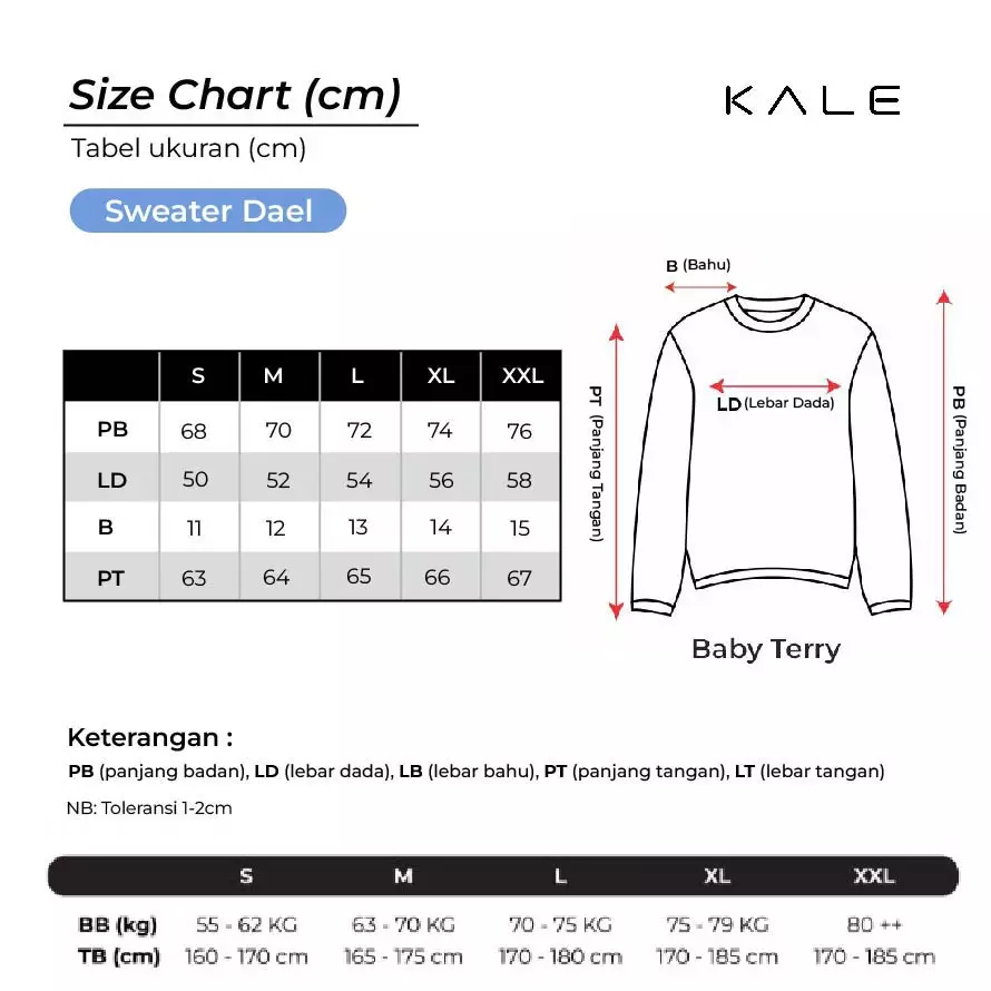 Kale Dael White Black / Sweater Pria Bahan Baby Terry Premium Kombinasi