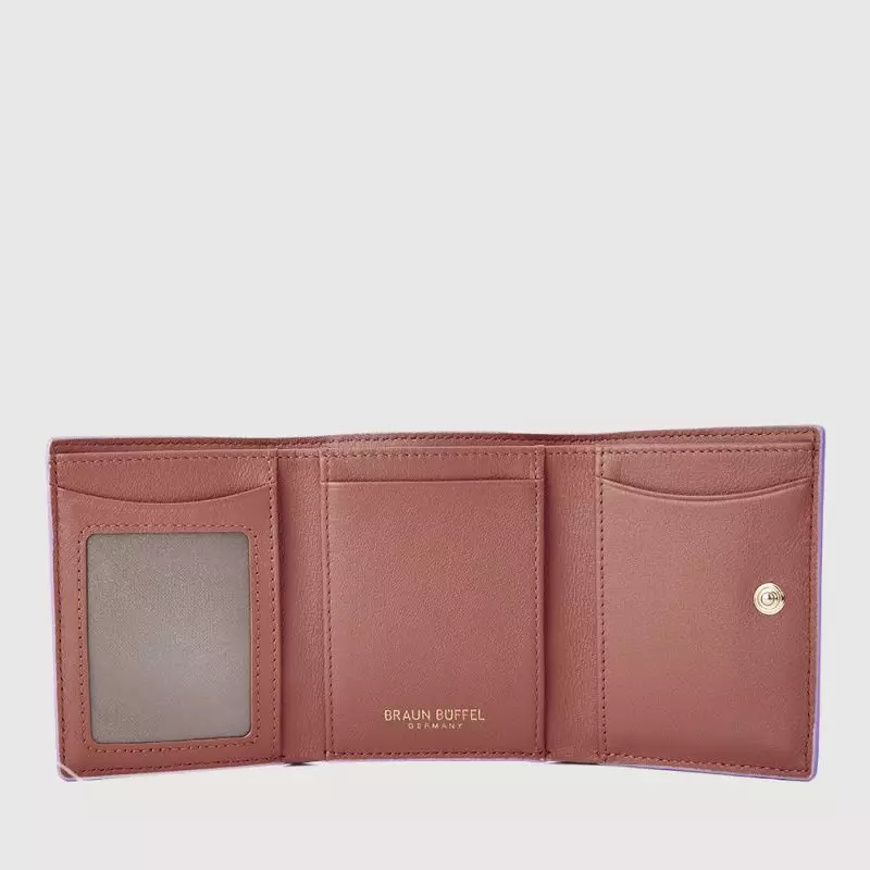 BRAUN BUFFEL PAN 3 FOLD SMALL WALLET WITH EXTERNAL COIN COMPARTMENT