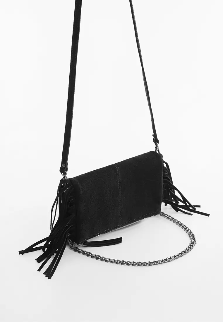 Mango fringe sales leather bag